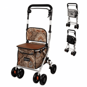 Carro de la compra andador | 4 ruedas | Hasta 120Kg | Plegable | Bolsa | Sistema de frenado | Estampado | Coliseo